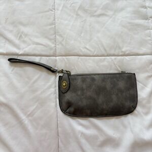Joy Susan Wristlet Clutch Bag  Removable Wrist Strap Yellow Vegan Leather EUC